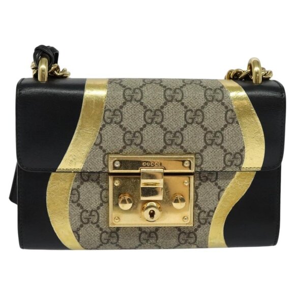 GUCCI GG Supreme Chain Shoulder Bag PVC Leather Beige 432182 Auth bs22457 - Picture 1 of 16